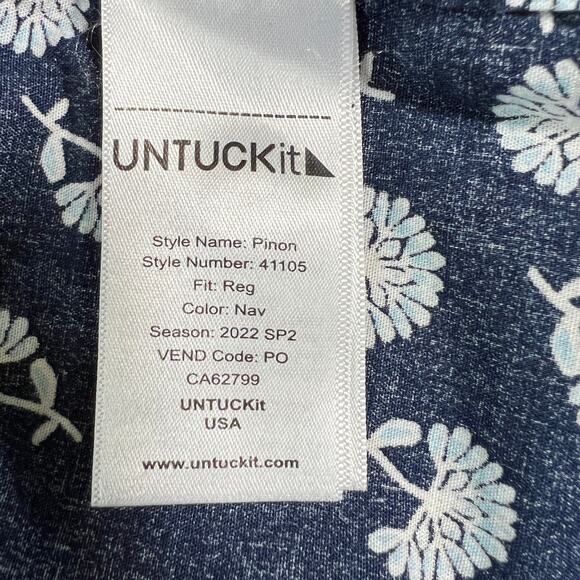 UNTUCKit Mens Classic Cotton Pinon Shirt Fan Flower Print Size Extra Large - Picture 5 of 7